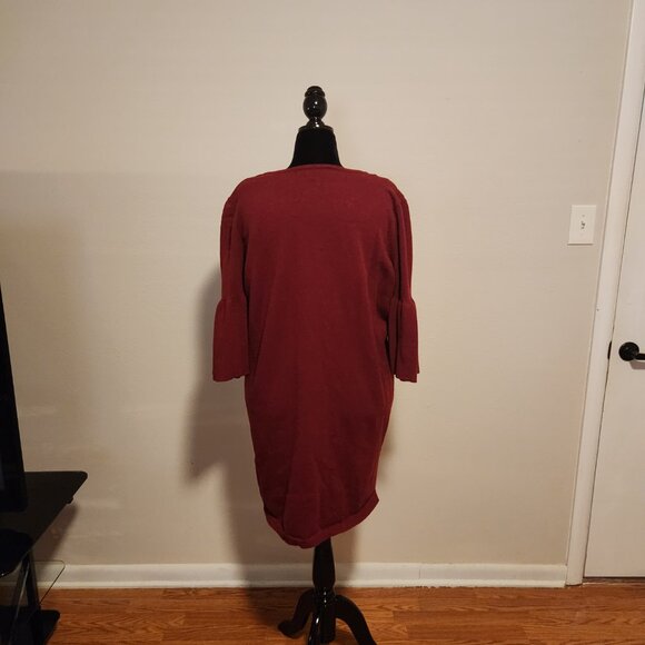 Jessica London Cable Knit Sweater Dress Plus Size 22/24 Burgundy - Picture 3 of 4